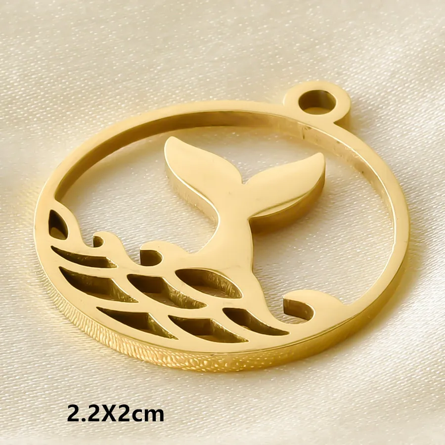 2/6 Stück echt vergoldete Anhänger mit Meeresmotiven, Emaille-Wellen, Seepferdchen, Schildkröte, Edelstahl-Charms für die Schmuckherstellung, Schlüsselanhänger, Großpackung – Detail 8