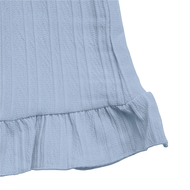 Pagliaccetti estivi da donna con collo quadrato e maniche a sbuffo a strati, mini pantaloncini Boho elastici Jumpsuit-A55G