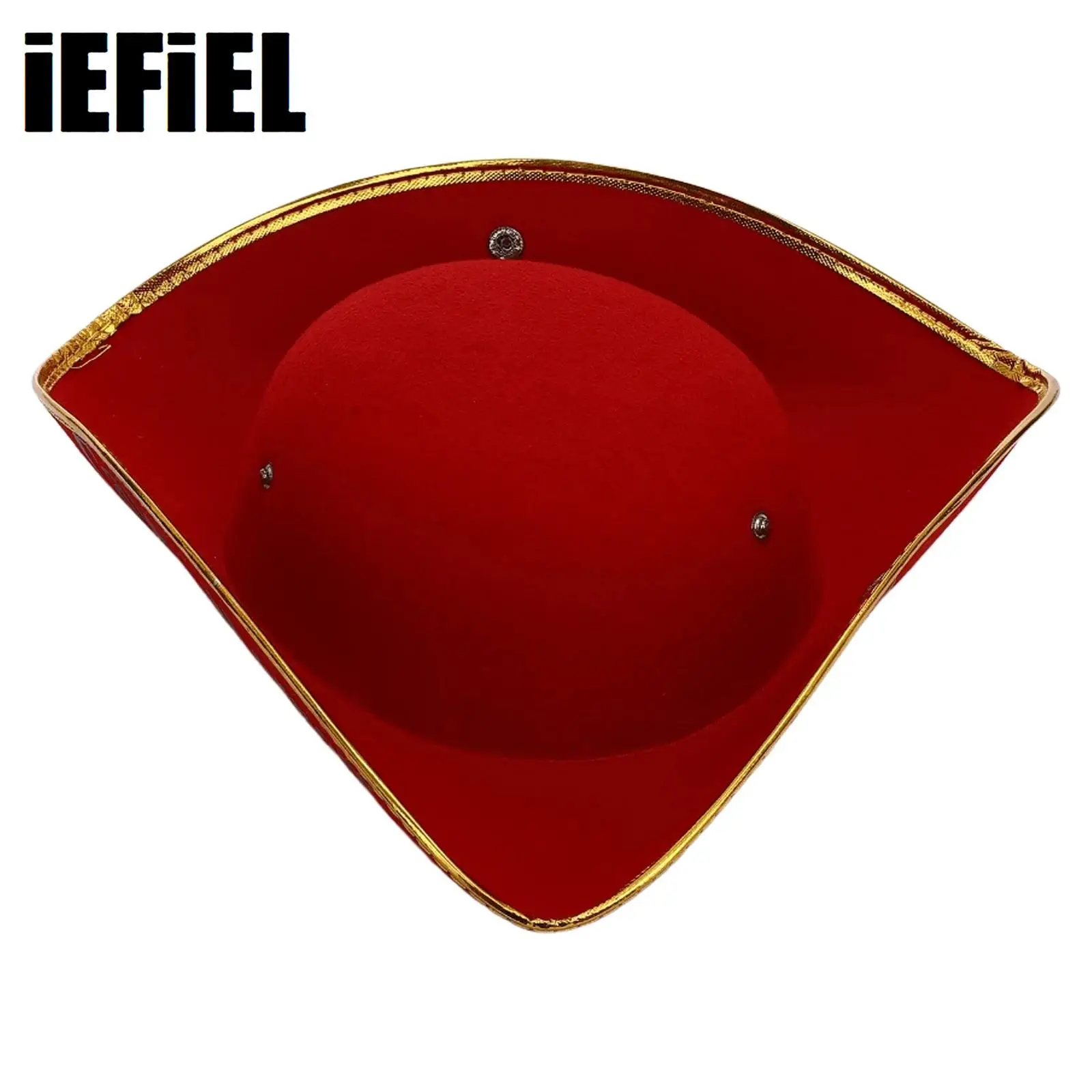 Halloween Captain Pirate Hat Cosplay Colonial Tricorn Hats Metallic Brim Felt Hat Adult Kids Carnival Masquerade Party Hat Caps