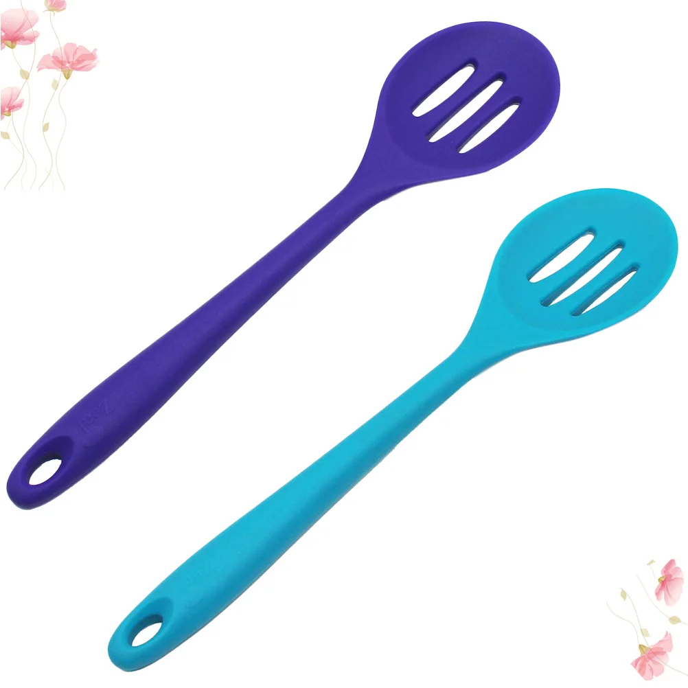 

2Pcs Food Grade Silicone Slotted Spoon High Temp Resistant Kitchen Utensil for DIY Chocolates Puddings Cakes Cookies Ice Cubes