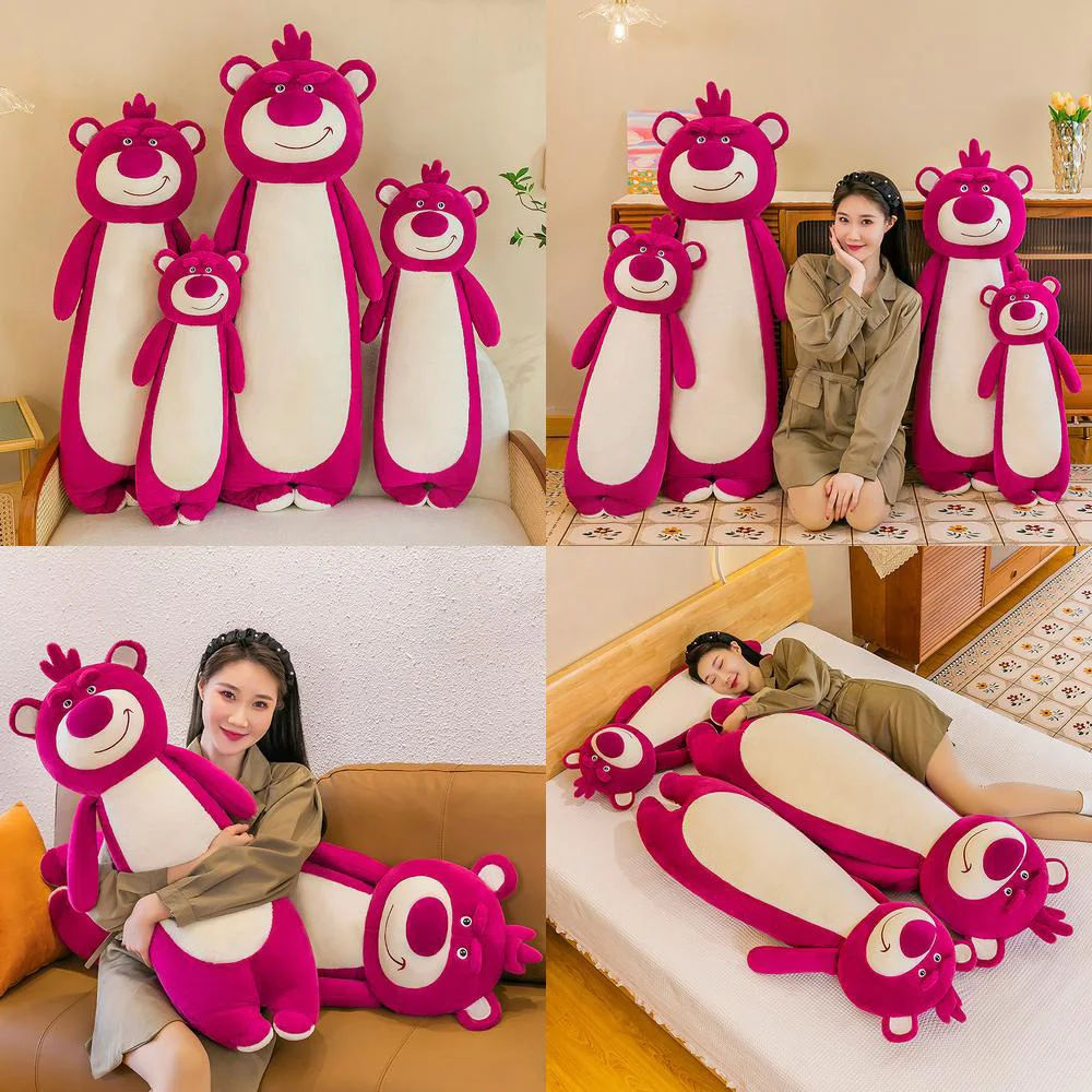 

110 см кавайная плюшевая игрушка, длинная плюшевая кукла, клубничный мишка, длинная подушка, милая приятная плюшевая игрушка для детей, подарок на день рождения, Рождество