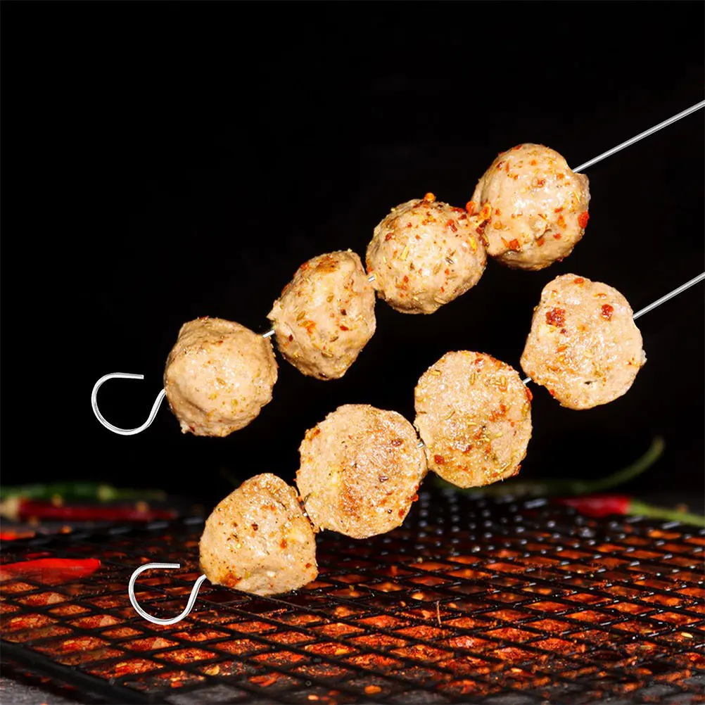 

Stainless Steel Grill Pin Bbq Skewers Metal Goose Tail Needle Silver for Grilling