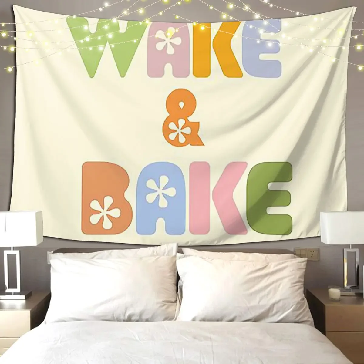 Wake And Bake Tapestry Art Wall Hanging Aesthetic Home Decor Tapestries for Living Room Bedroom Dorm Room