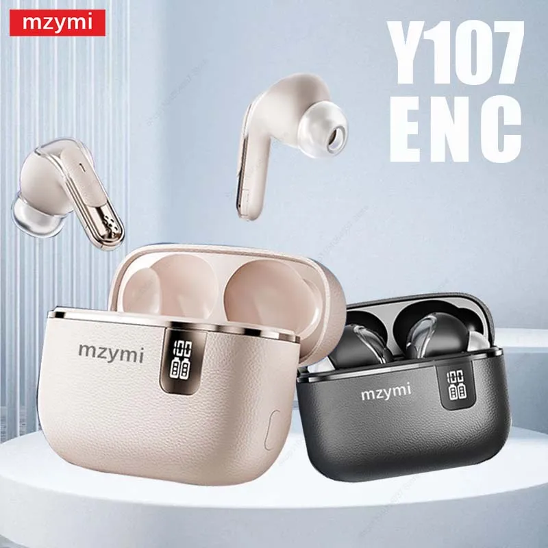 

Mzymi Y107 TWS Headset Noise Reduction 5.3 Bluetooth Headset Smart Fingerprint Touch LED Digital Display HiFi Stereo Headphone