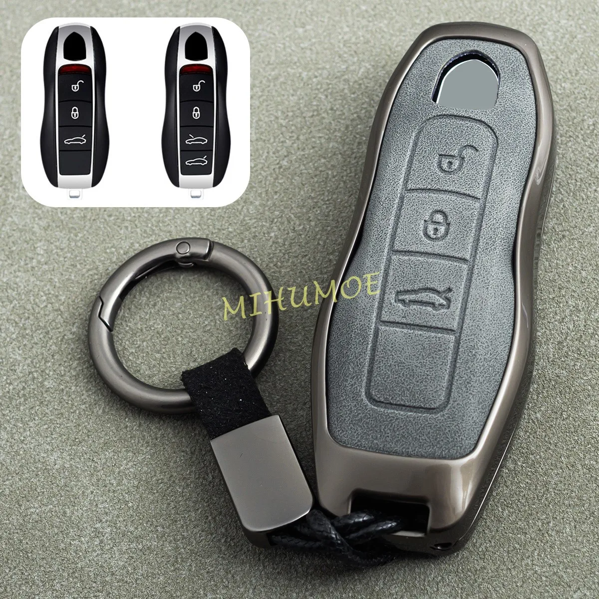 

Для Porsche Cayenne Panamera Macan 718 Boxster Cayman Spyder 911, металлический кожаный автомобильный брелок, чехол, брелок, кольцо, аксессуары