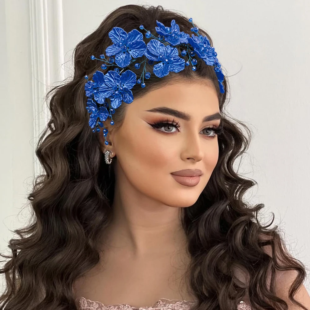 

DZ311 Luxury Red Blue Women Head Piece Wedding Tiara Fashion Ladies Headband Party Banquet Hair Accessories Headdress