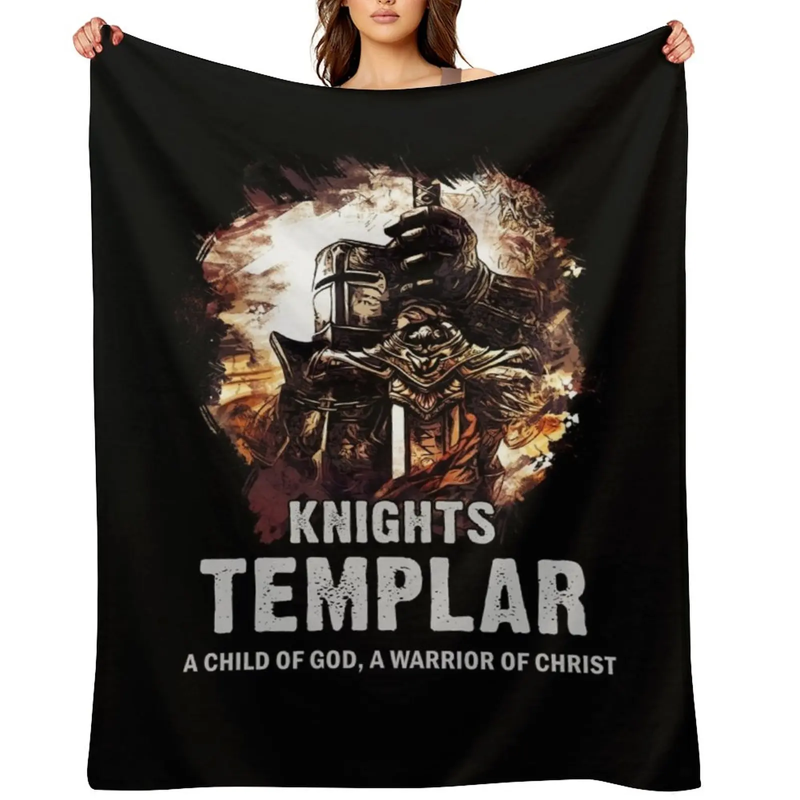 

Knights Templar Motto A Child of GOD a Warrior of CHRIST Throw Blanket For Sofa Thin Decorative Sofas Flannel Blankets
