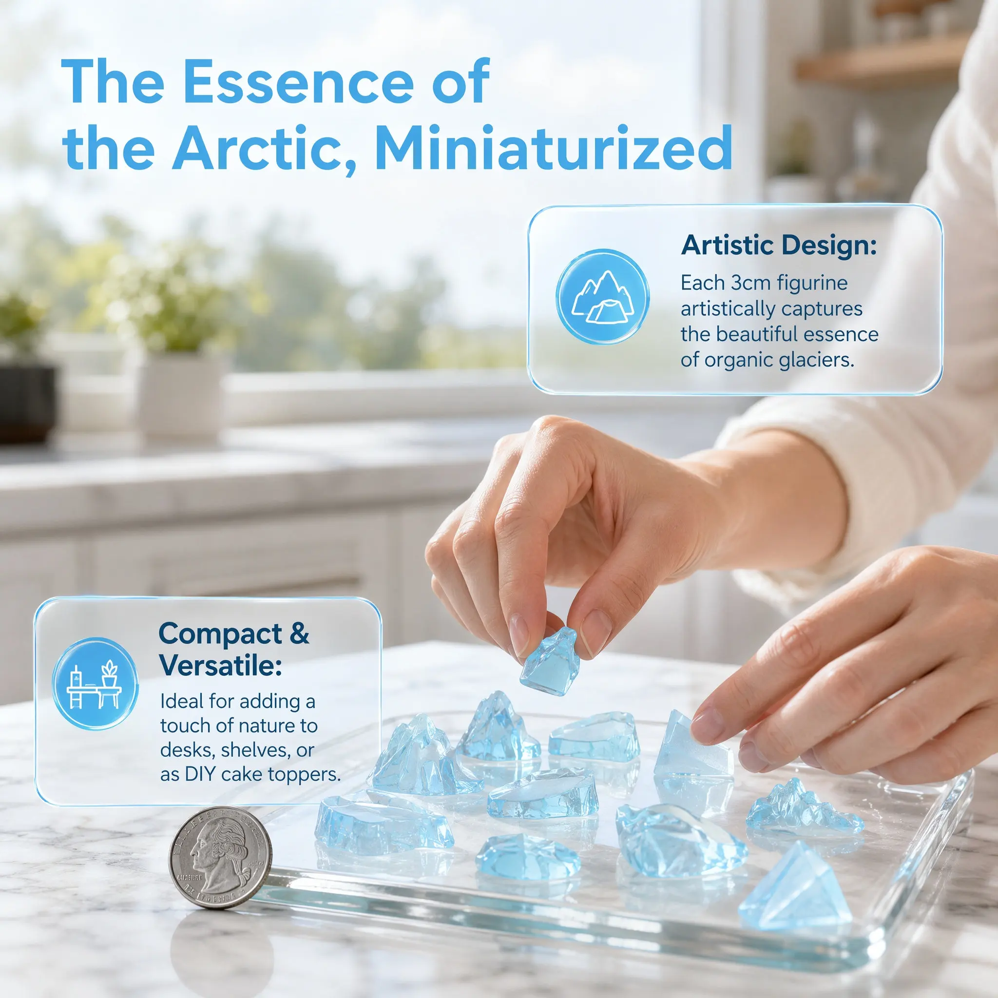 18Pcs Glacier Decoration Creative Mini Iceberg Sculptures Desktop Office Aquarium Landscape Arctic Scene DIY Accessories