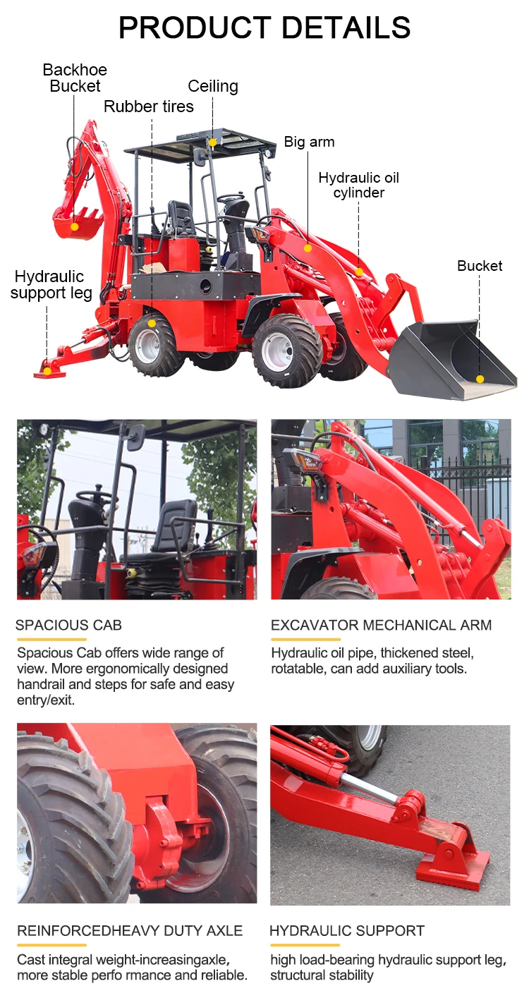 Baggerlader CE Euro5 4WD Multifunktions-Baggerlader für Landwirtschaft, Bau und Erdarbeiten – Detail 4