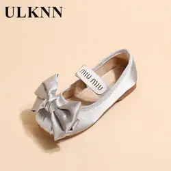 Girls' Bowknot Shoes Autumn And Winter New Kid's Silk Paris Dance Flats Children's Shoes Bow Ribbon Mary Jane Baby Shoes