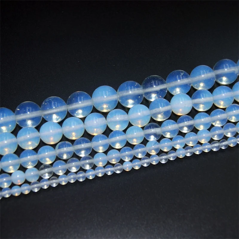 سحر الحجر الطبيعي الخرز العقيق الأبيض جولة فاصل فضفاض لصنع المجوهرات عقد دي اي واي سوار إكسسوارات #4