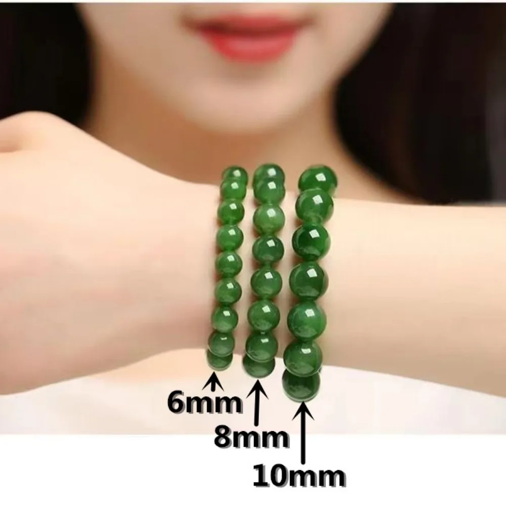 Natural Stone Green Jade Beads Jewelry Set for Women in Jewelry Sets Necklace Bracelet Energy Chalcedony 6/810mm Gift Wholesale