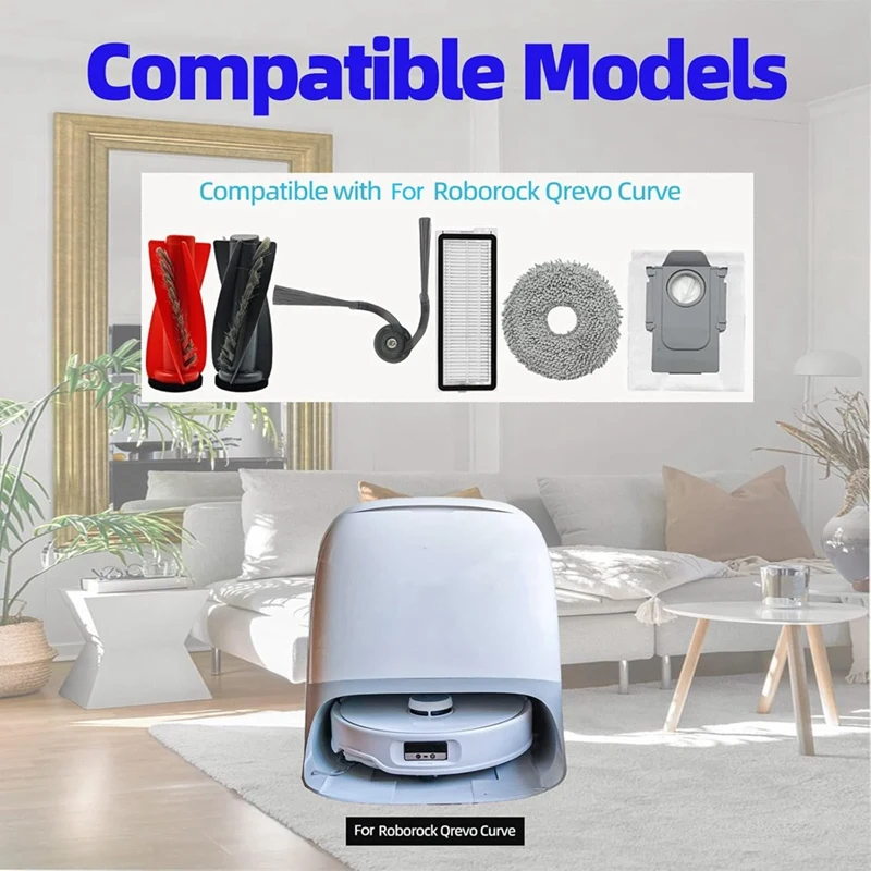 AU-For Roborock Qrevo Curv/P20 Pro Robot Vacuum Cleaner Dual Main Side Brushes Hepa Filters Mop Pad Dust Bags