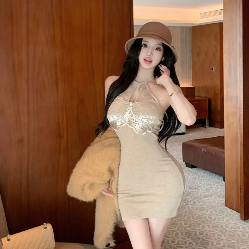 

Ele Embroidered Patchwork Ne Hanging Dr Design Sensual ort Skirt High Waist Autumn New Sle for Young Women