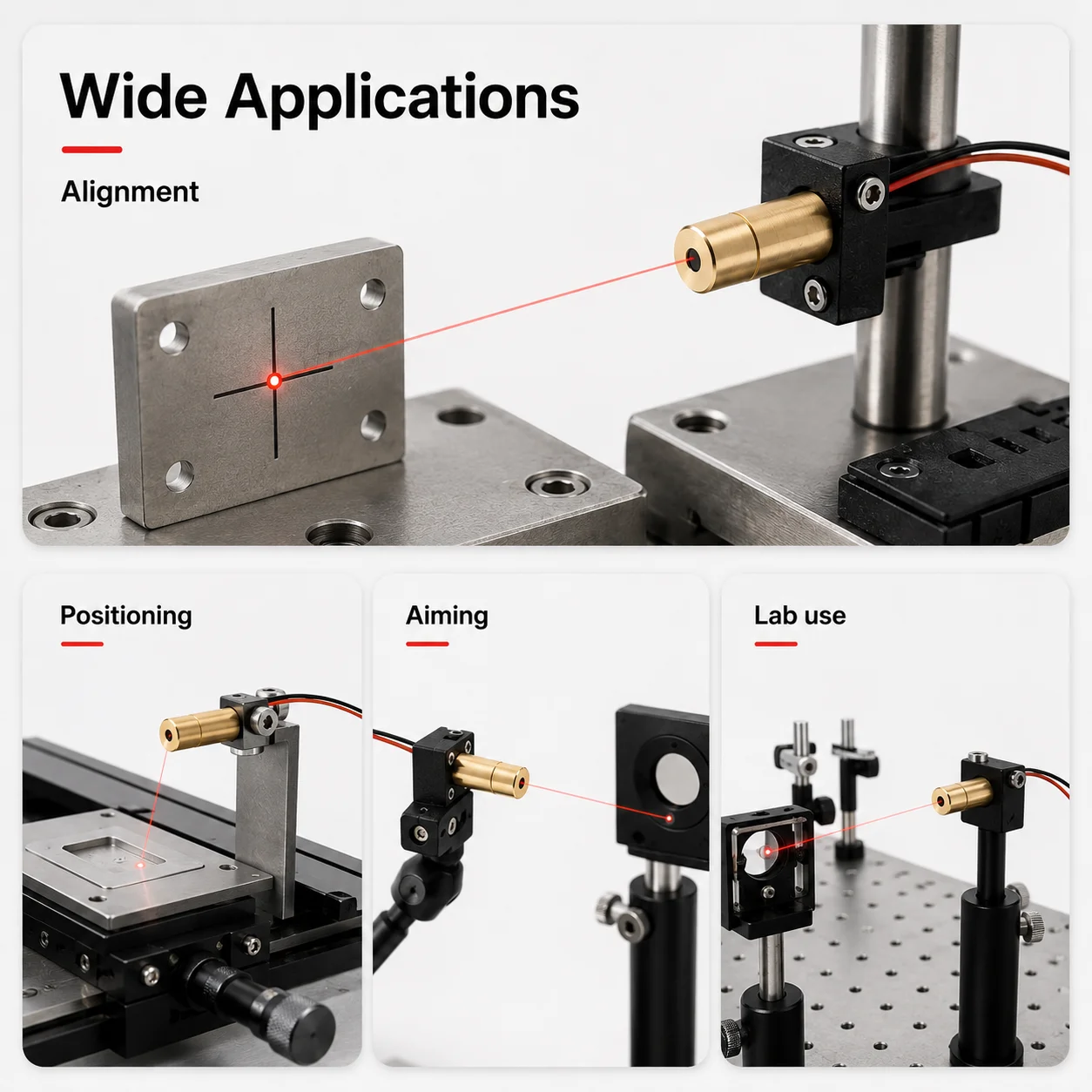 ZhonNa 650nm Red Laser Module Copper Head Precision Positioning Sight 2.3-5V DC Tools Instrument Accessory for Alignment and Aim