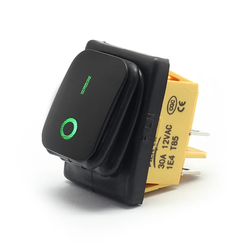 Ein/Aus 30A/250V Hochleistungs-4-Pin-DPST IP67 Versiegelter Wasserdichter T85 Auto- und Boot-Kippschalter mit LED 12V 220V 30x22