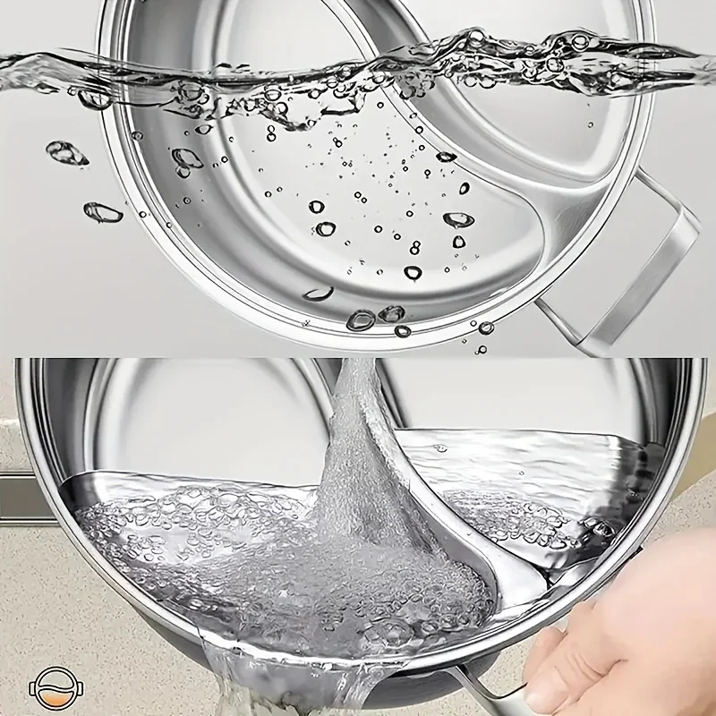304 Stainless Steel Twin Divided Hot Pot Chinese 32/34cm Soup Hotpots Double-flavor Thicken Cooking Pot Induction Cooker view 5