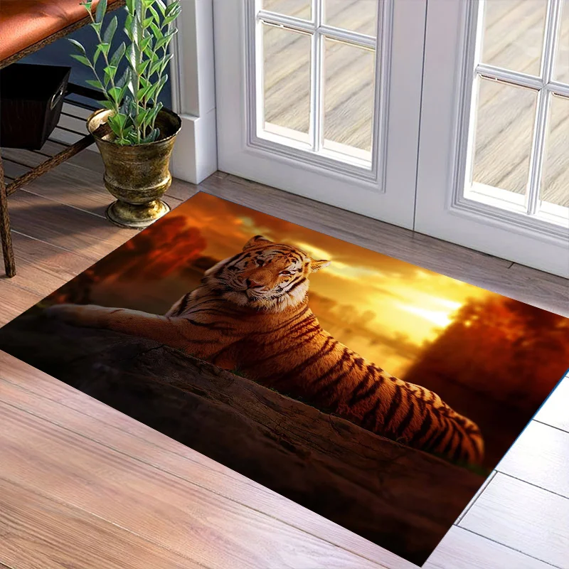 

3D Tiger Resting Pattern Area Rug Living Room Sofa Table Large Area Carpet Balcony Hallway Entrance Non-slip Floormat Home Decor