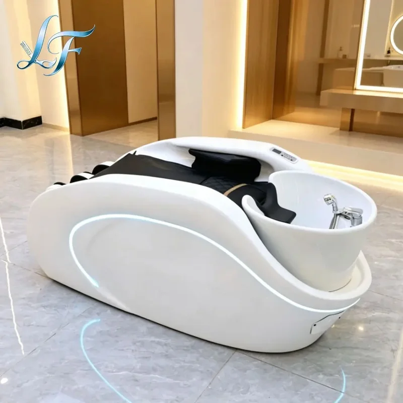 Customizable Shampoo Massage Bed Full Lying Hair Washing Chair Multifunctional Hairdressing Salon Unit With Electric Lifting