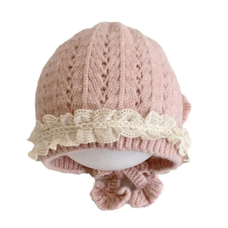 Knitting Nylon Baby Hat Adjustable Lace Boy Girl Beanie Cap For 3-24 Months Newborn Photography Props Bonnet Photo Accessories
