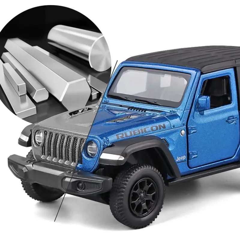 1/36 Jeep Wrangler Rubicon Off-Road Toy Car RMZ CiTY Diecast Miniature Vehicle Model Pull Back Collection Gift For Boys Kid