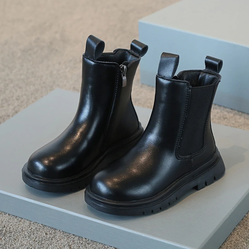 Kinderen Chelsea Laarzen voor Jongens Meisjes Mode Klassieke Zijrits Enkel Korte Laarzen Zwart Beige Kinderen Herfst Winter Warme Schoenen