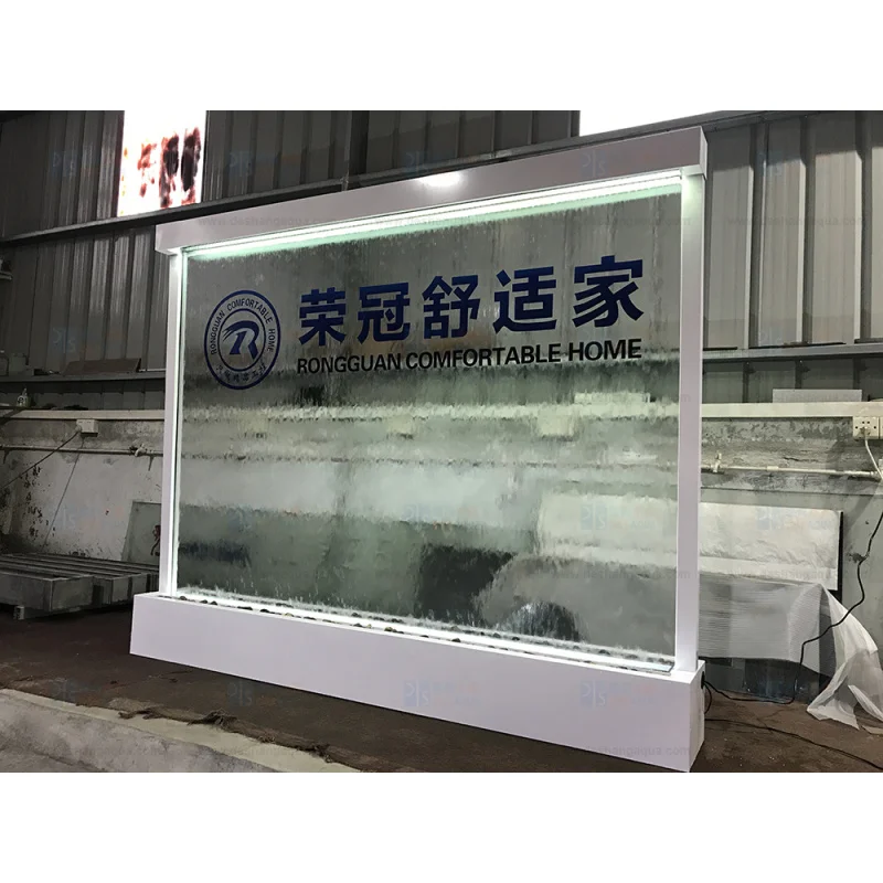 custom.Customized Indoor Waterfall Fountain with Company Contemporary Design Glass Wall Restaurant & Shopping Mal