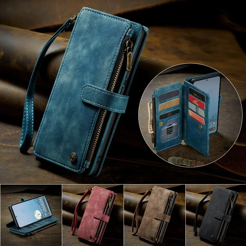 

Side Magnetic Buckle Flip Wallet Card Slots Phone Cover For Google Pixel 9 Pro XL 8A 8 Pro 7A Leather Protective Case