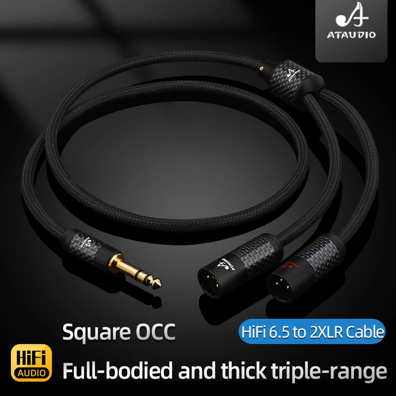 ATAUDIO HiFi 6.5 to 2XLR Audio Cable Pure Copper 6.5mm TRS Jack to XLR Female/Male Cord for Mixer Amplifier