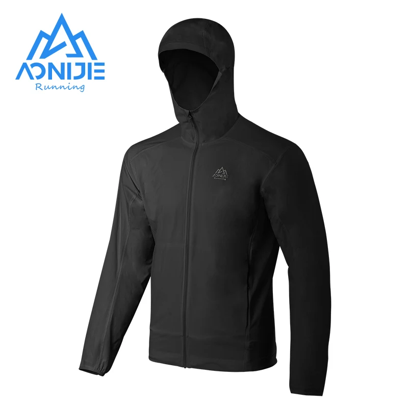 AONIJIE FM5131 Man Fale wodoodporna sportowa cienka kurtka z kapturem Windbreak krótki płaszcz z kieszenią do biegania Gym Hiking