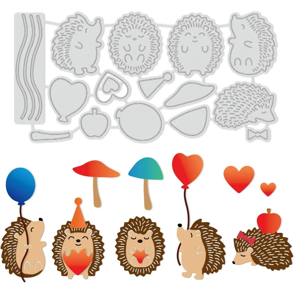 Hedgehog Love Heart Die-Cuts Set Cutting Dies for DIY Scrapbooking Festival Greeting Cards Diary Journal Making Paper Cutting