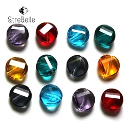 50Pcs/lot 10mm Faceted Twisted Crystal Glass Beads Flat Round Loose Beads for Jewelry Making DIY Earrings Necklace Bracelet