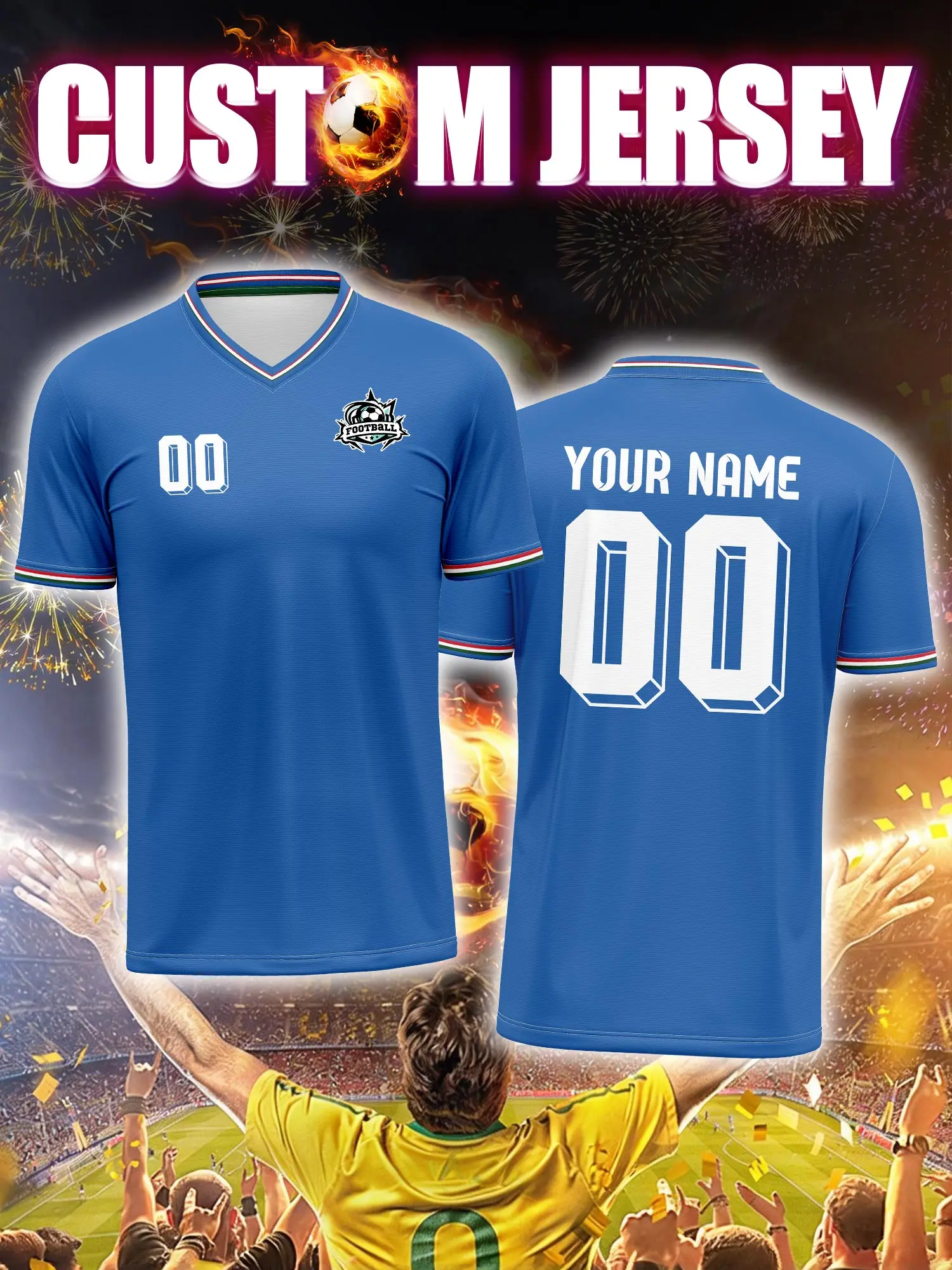 Custom Soccer Jersey With Custom Image, Number And Name, minimum-order-free team uniform