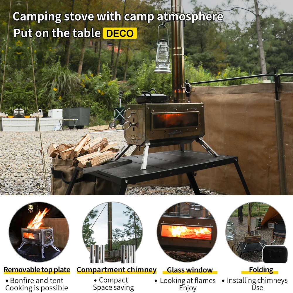Soomloom Foldable tabletop wood-burning stove camping equipment