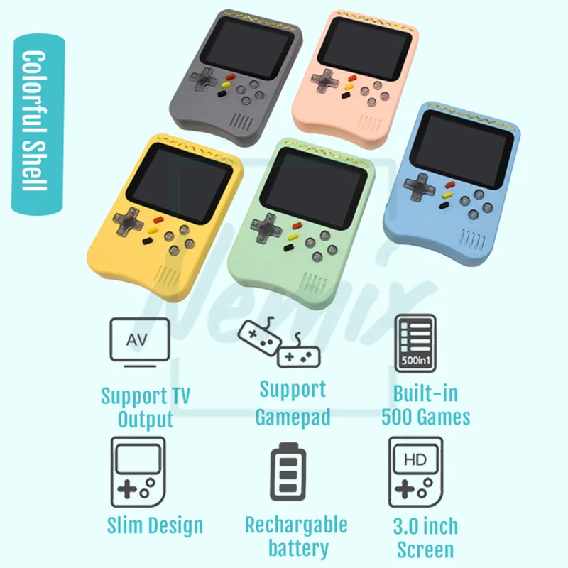 Video Game Console, Handheld Portable Console,  Built-in 500 Retro Games, Support Double Player, Gift For Kids, 2021 New Upgrade