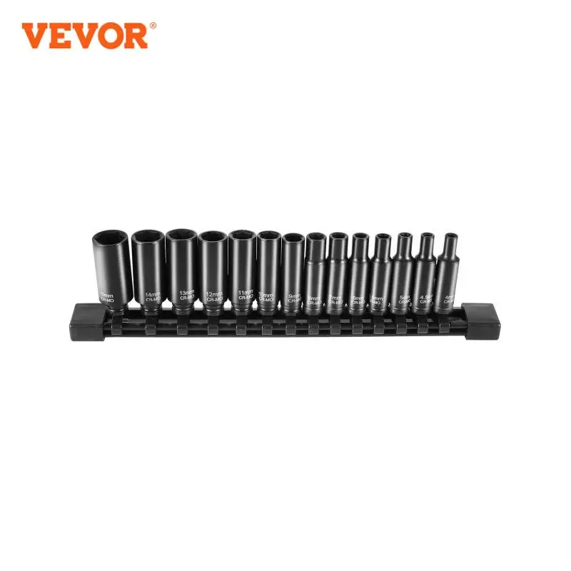 VEVOR Drive Impact Socket Set Cr-Mo Alloy Steel for Auto Repair Easy-to-Read Size Markings Rugged Construction Socket Organizer