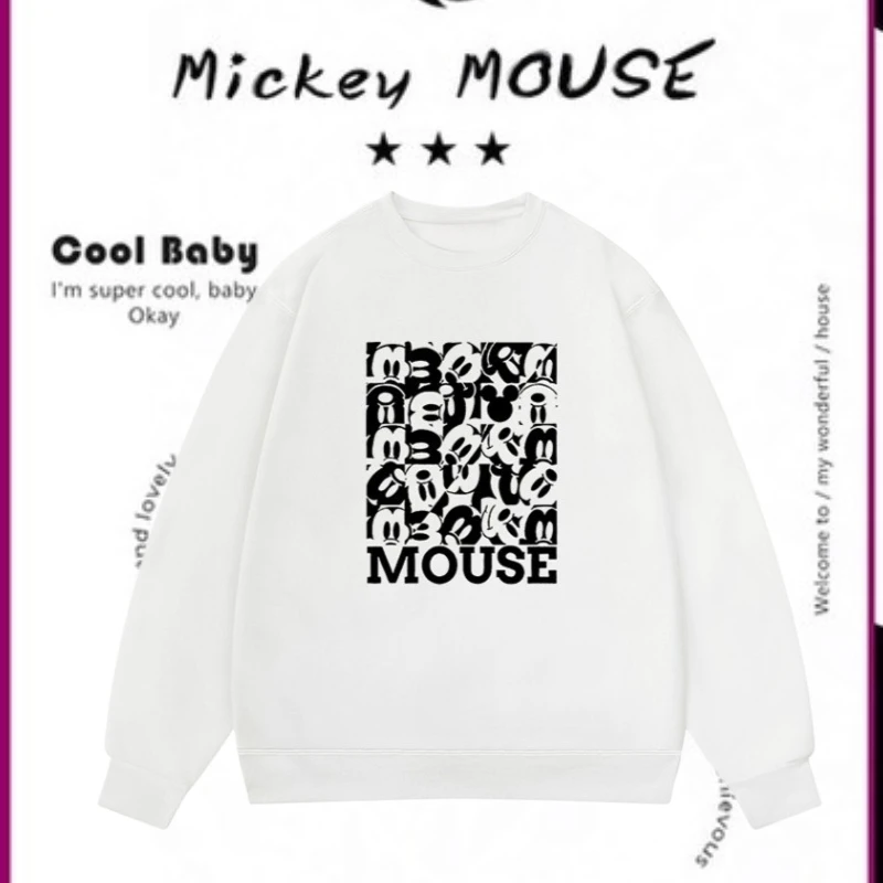 الإبداعية ميكي ماوس الرجال والنساء بأكمام طويلة الخريف والشتاء جديد ديزني عادية عالية الجودة جولة الرقبة قطنية عالية الجودة #1