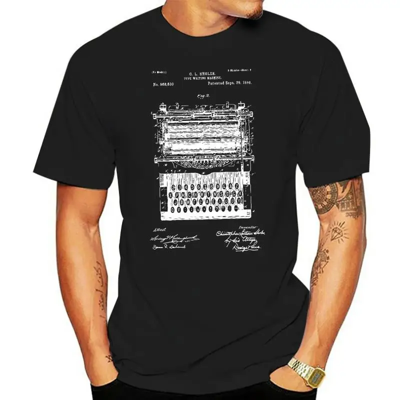 New Men T shirt Fashion  Type Writer T-Shirt Typewriter Typewriter Patent Typewriter Shirt Writer Gift Casual cotton t shirt