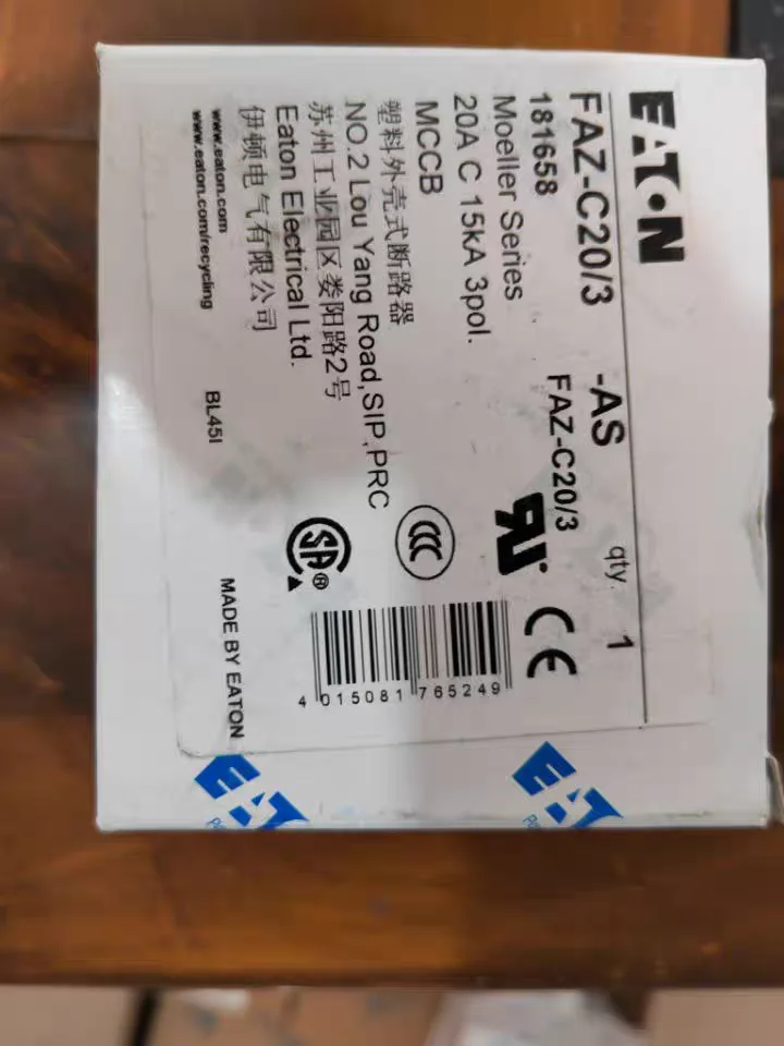 Eaton Muller FAZ-C20/3 High Breaking Micro Circuit Breaker UL1077 CE Certification Complete