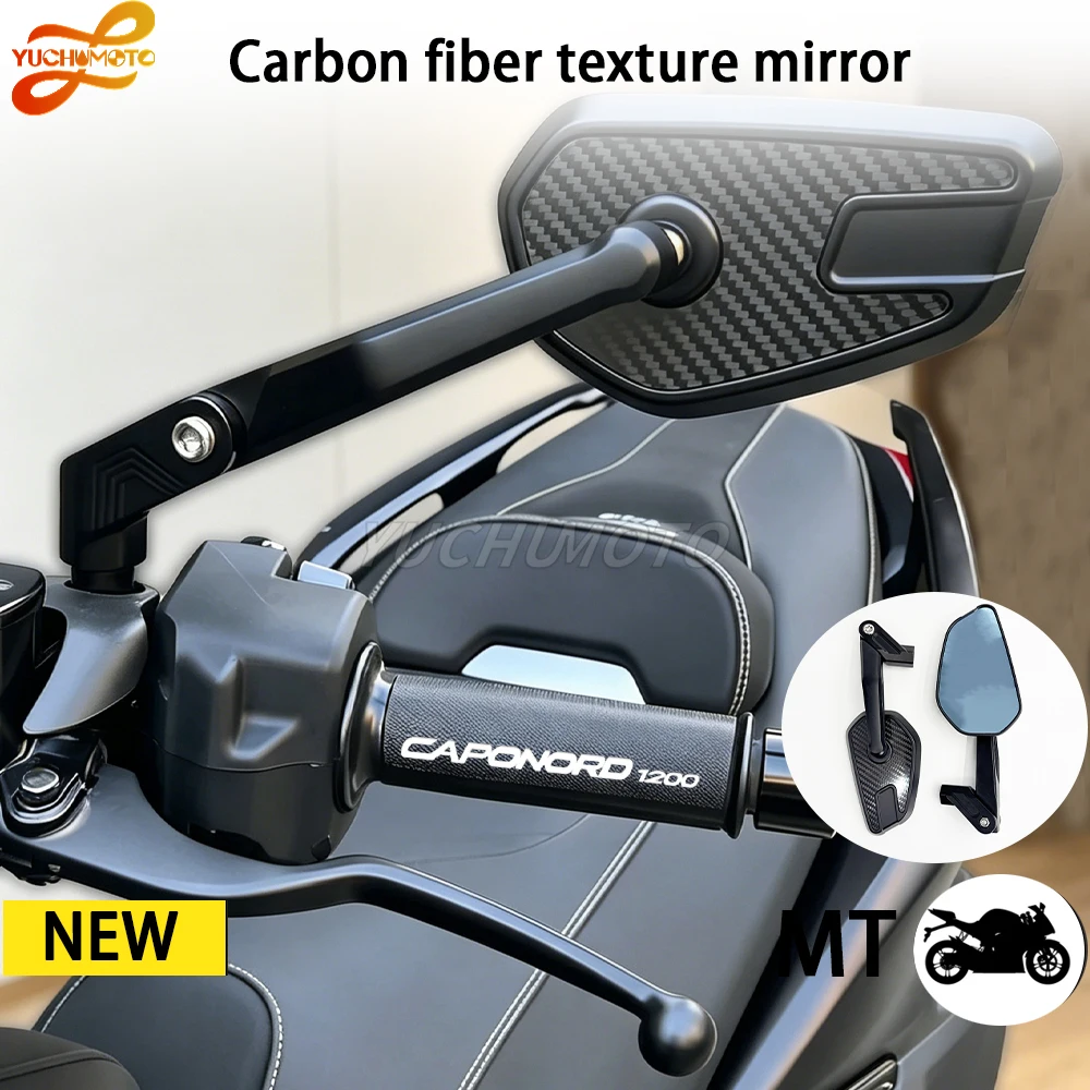 For Husaberg Vespa piaggio Lifan Benda Cfmoto Qjmoto Motorcycle Mirrors Carbon Fiber Aluminum Alloy Rotatable Rearview Mirrors
