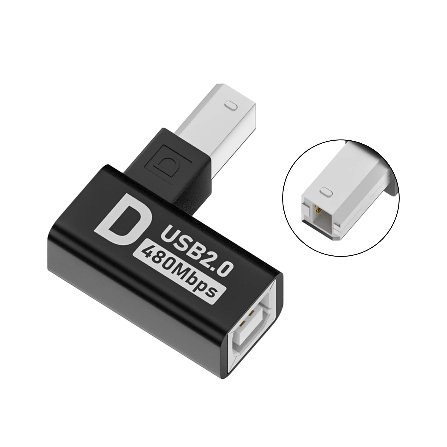 USB 2.0 Type-B Male to B Female Extension Adapter Connector Left Right up Down Angle Printer Scanner MIDI Extender Electric Piao