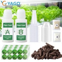 Hydroponic Kits AB Nutrient Liquid Kit Hydroponic Colonization Basket Sponge with Plant Sticker for Flowers Vegetable Fruit