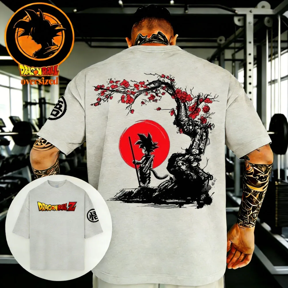 

2026 Summer Dragon Ball Retro High Quality Cotton Men's Oversized Goku Printed T-shirt Unisex Children's Casual Short Sleeves