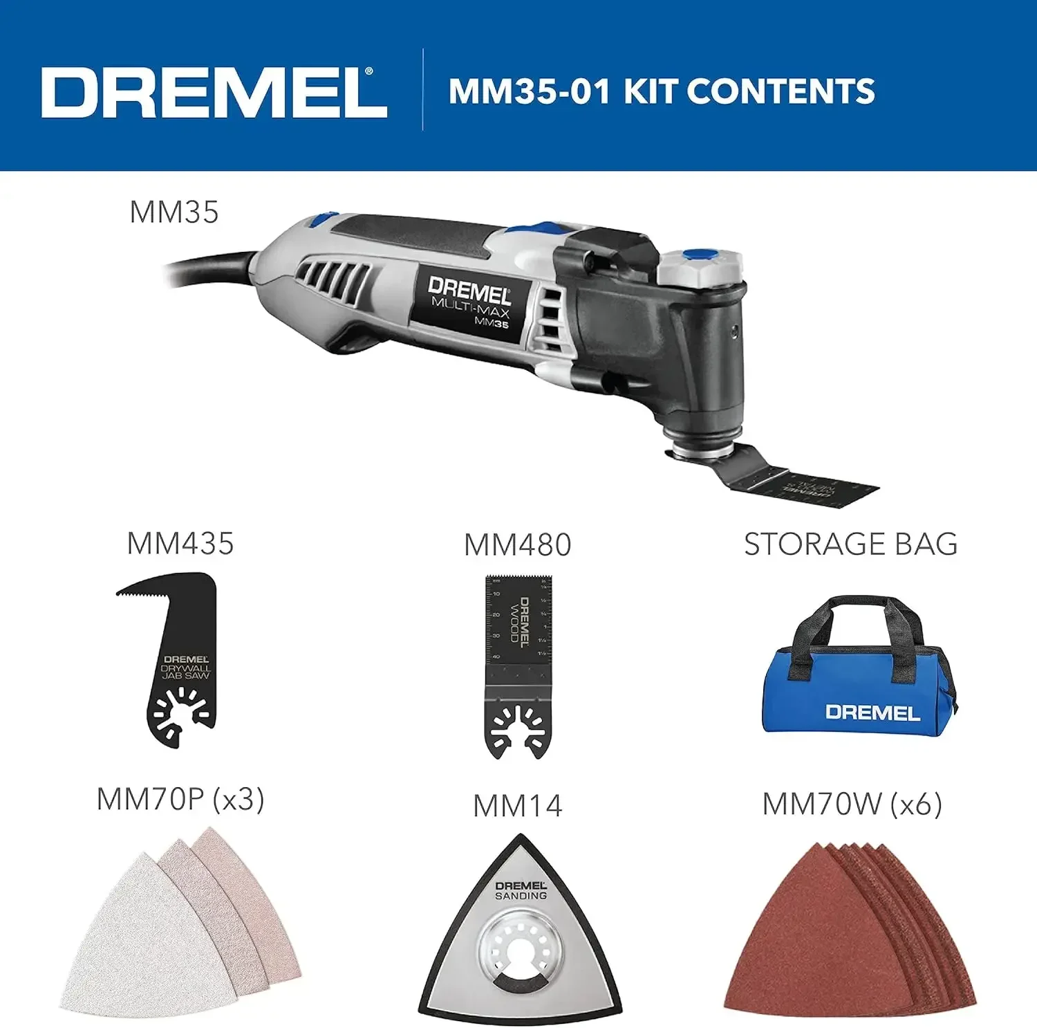 Multi-Max 3.5 Amp Oscillating Tool Kit with Tool-LESS Accessory Change- Multitool with 12 Accessories- Compact Head & Angled Bod