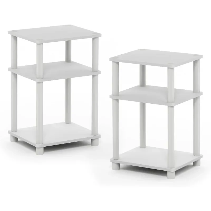 3-layer Turn N-tube End Table/side Table/bedside Table/bedside Table with Plastic Pole, 2 Packs