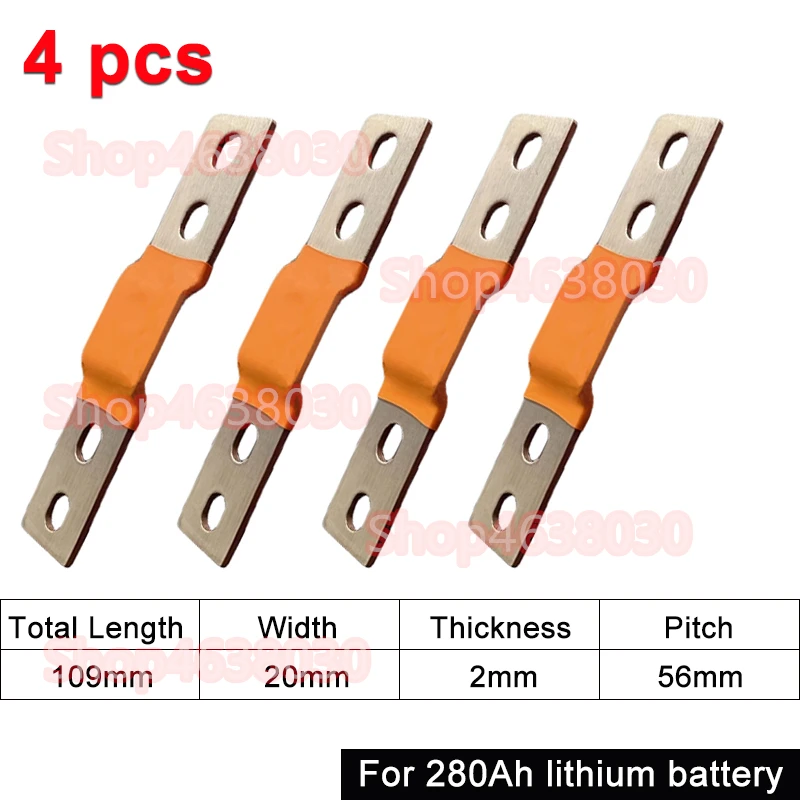 230 Ah 280 Ah 300 Ah 12 V Sammelschiene Lifepo4-Batterie, flexibler Kupferanschluss, 56 mm, 74 mm, für Lifepo4-Batterie, Verwendung 1/2/3/4/8 Stück