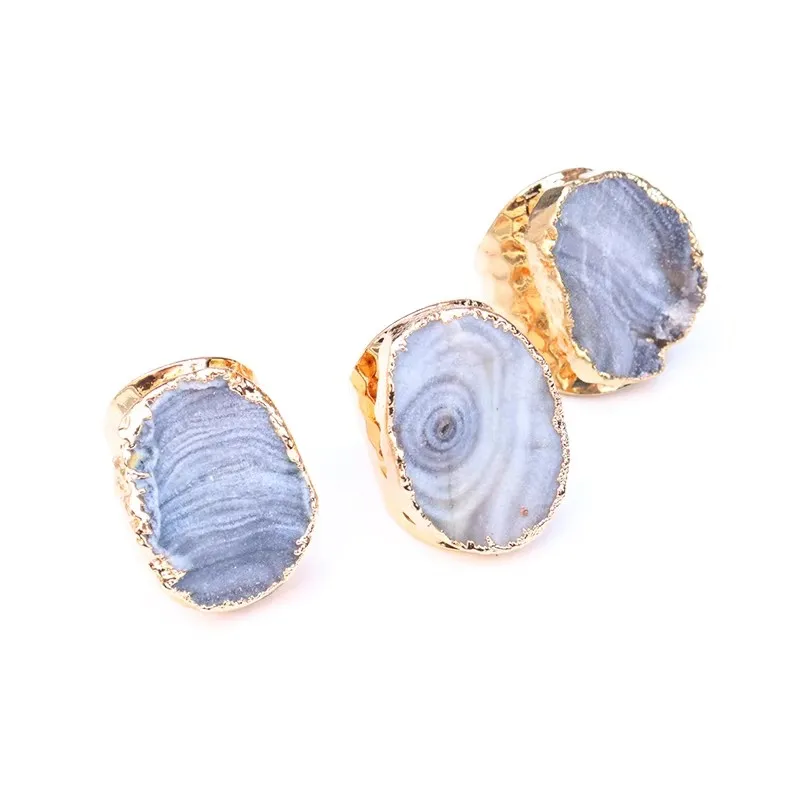 Irregular Genuine Raw Stone Adjustable Ring for Women Crystal Milky Way