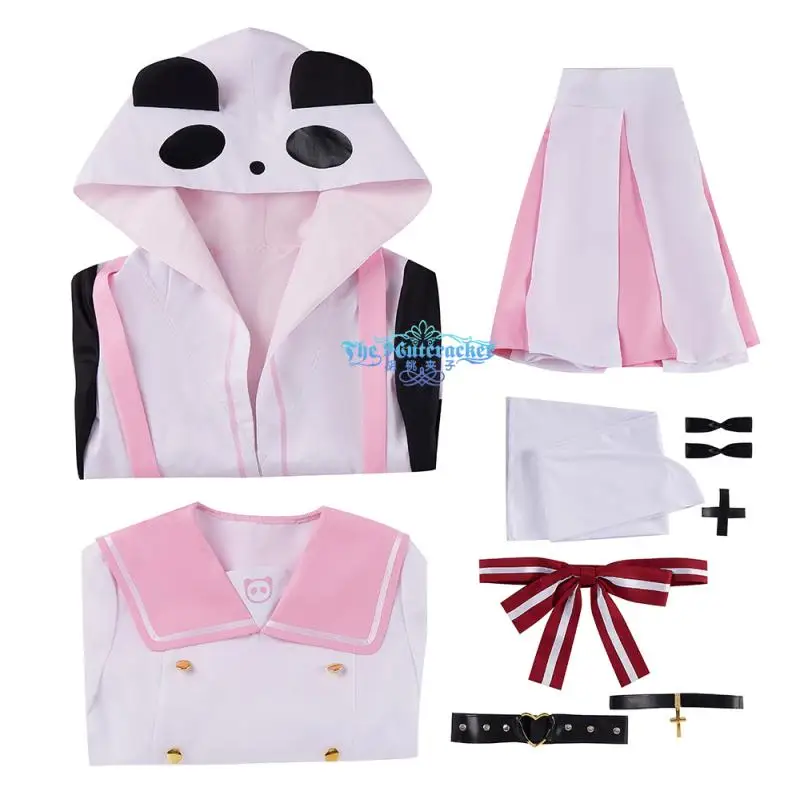 COSLEE Vtuber Hololive Sasaki Saku Panda Uniform Dress Cosplay Costume Halloween Carnival Party Outfit Unisex Custom Made New