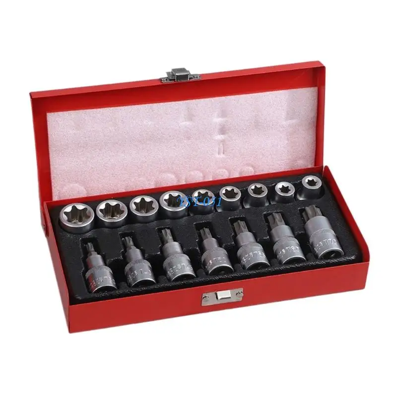 E15A Motorcycle 16Pcs 1/2Inch Drive Socket Ratchet Wrench Set Complete Car Repair