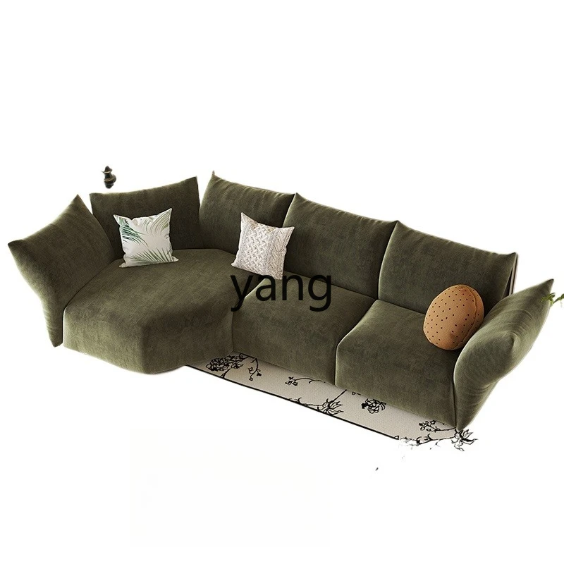 

LMMItalian minimalist petal fabric sofa living room light luxury retro special-shaped corner curved green sofa